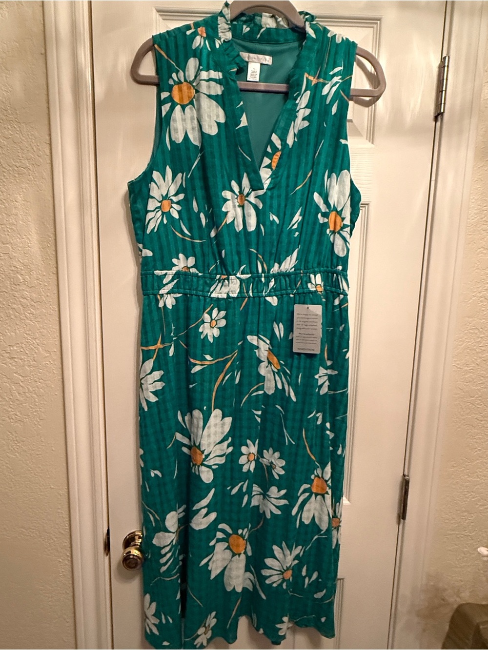 London Times Teal Green Sleeveless Floral Maxi Dress